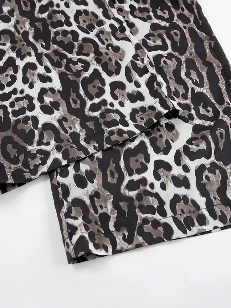 Leopard Pants Streetwear Baggy High Waist Kpop Wide Leg Jogging Pants