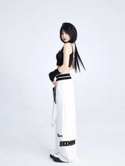 Sports Pants Hip Hop Baggy Letter Pattern Wide Leg Jogging Pants