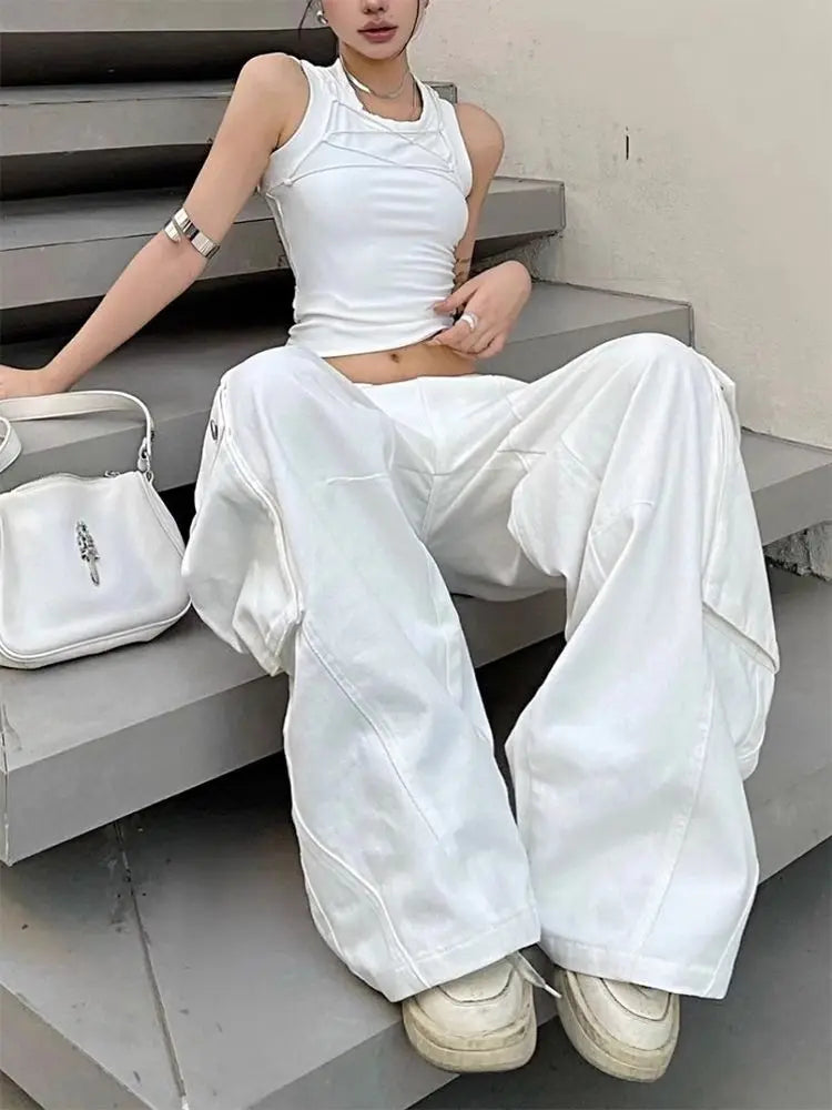 Denim Pants Y2k Vintage Loose Style Wide Leg Cargo Pants