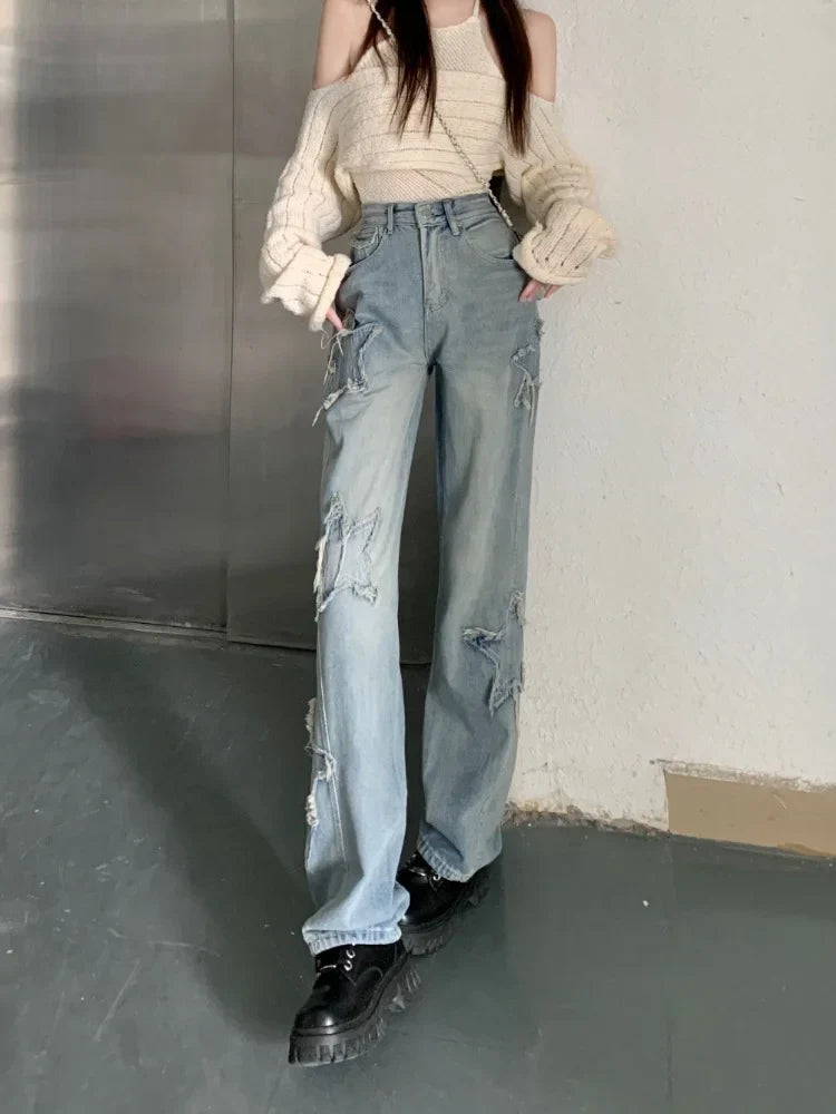 Y2k Jeans Harajuku Star Patchwork Oversize Hippie Style Pants