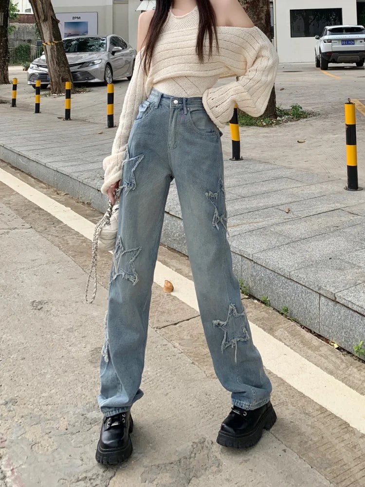 Y2k Jeans Harajuku Star Patchwork Oversize Hippie Style Pants