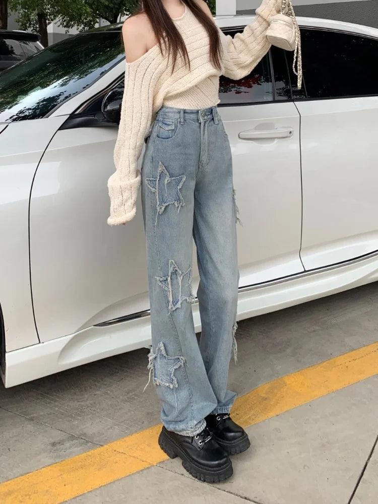 Y2k Jeans Harajuku Star Patchwork Oversize Hippie Style Pants