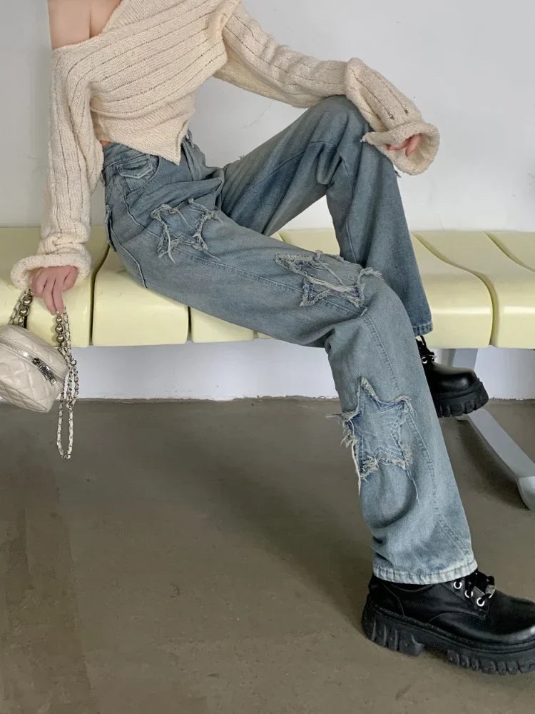 Y2k Jeans Harajuku Star Patchwork Oversize Hippie Style Pants