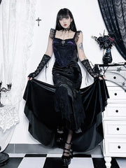 Vintage Elegant Trumpet Mall Goth Florals Patchwork High Waist Aesthetic Fairycore Skirt