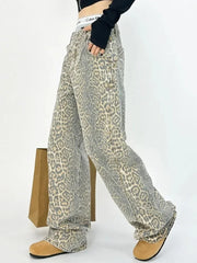 American Baggy Leopard Print Wide High Waisted Oversized Hip Hop Trouser