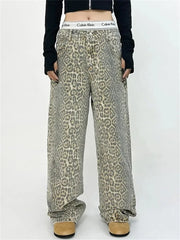 American Baggy Leopard Print Wide High Waisted Oversized Hip Hop Trouser