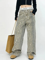 American Baggy Leopard Print Wide High Waisted Oversized Hip Hop Trouser