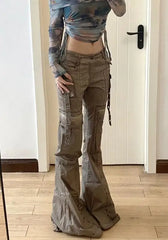 American Washed Brown Bootcut Wide Leg Bottom