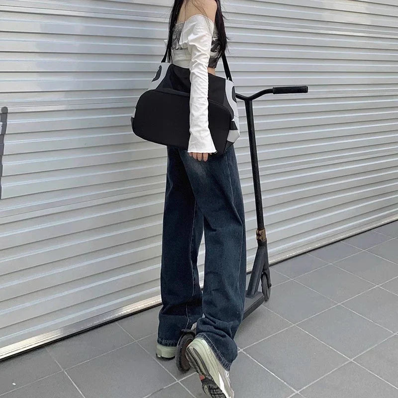 High Street Hot Pants Straight Thin Wide-Legged Drag Pants New Jeans