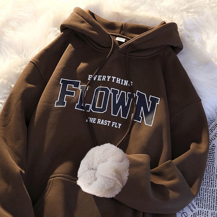 Classic Style Letter Printed Hoodie Oversized Coat