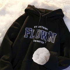 Classic Style Letter Printed Hoodie Oversized Coat