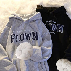 Classic Style Letter Printed Hoodie Oversized Coat