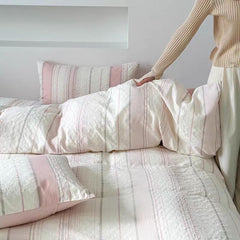 Asymmetry Jacquard Duvet Cover - Pink