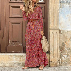 Winter Elegant Long Sleeve Split Casual Boho Dress
