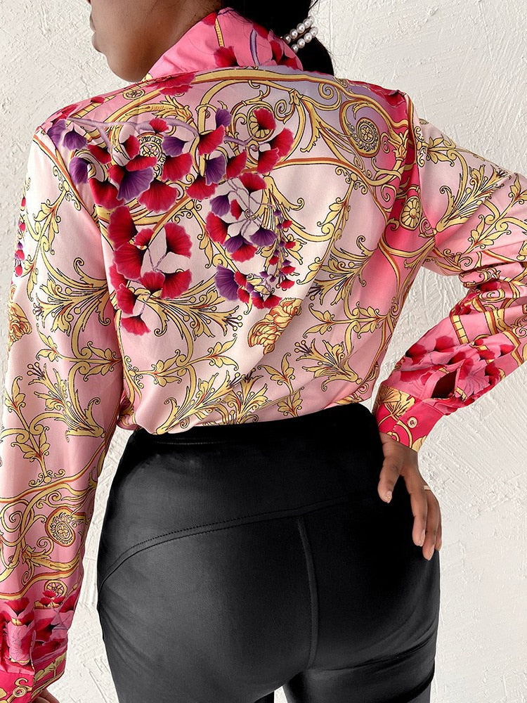 Casual Long Sleeve Striped Office Lady Shirt