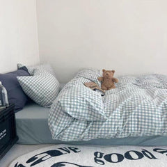 Baby Blue Gingham Duvet Cover Set