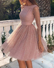 Backless glitter sheer mesh dress