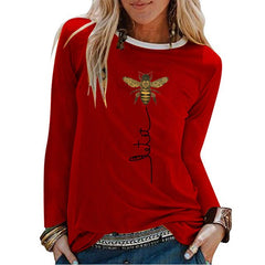 Bee Printing Long Sleeve Graphic Tees