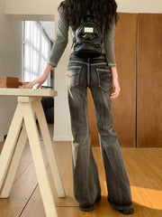 Retro Flare Y2k Streetwear Casual Fashion Washed Black New Jeans