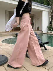 WomenWide Leg Fashion Vintage High-waisted Streetwear Clothes Jeans