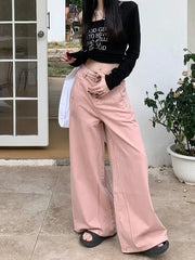 WomenWide Leg Fashion Vintage High-waisted Streetwear Clothes Jeans