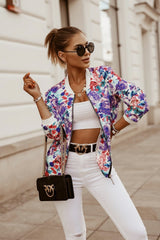 Flower Print Long Sleeve Coats