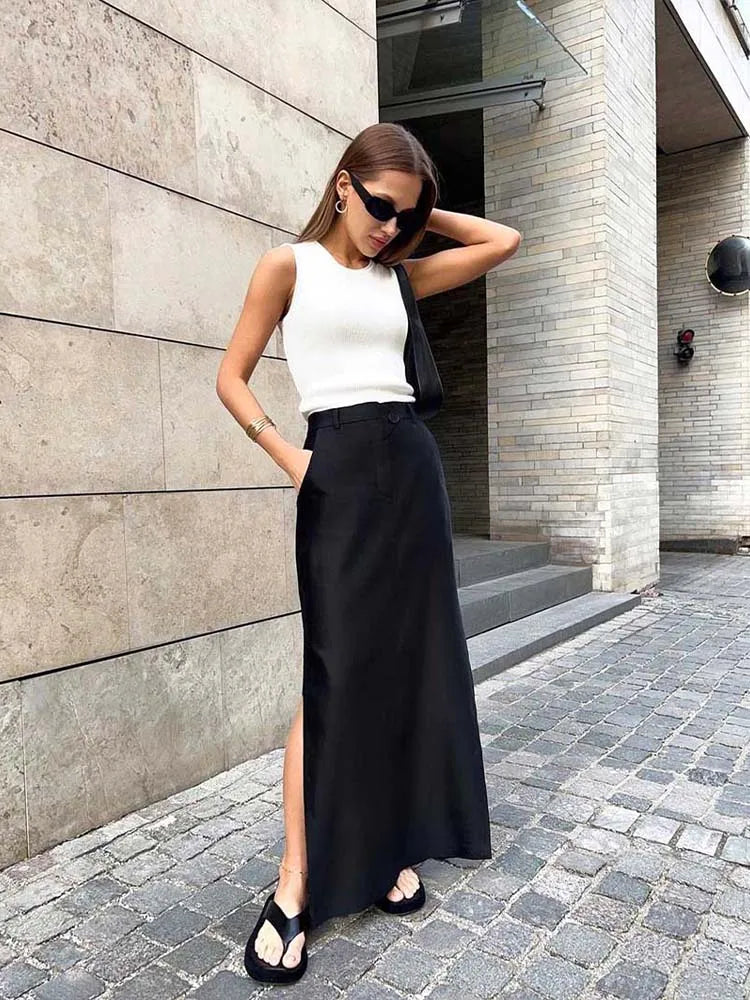 Loose Elegant Ankle-Length Skirt