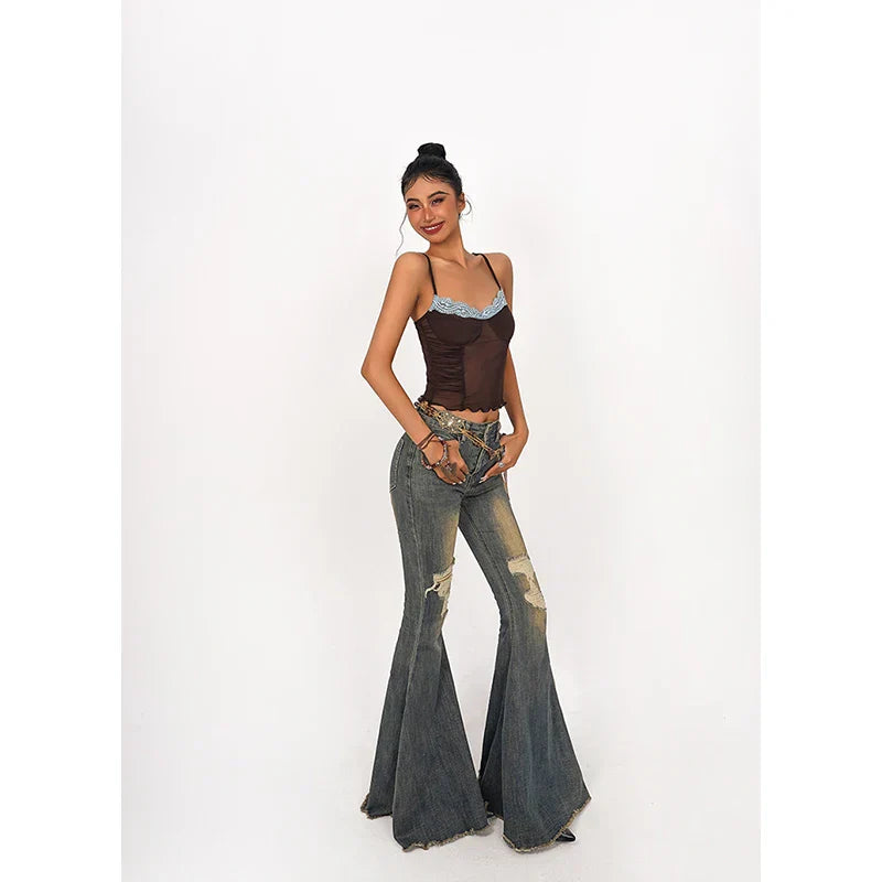 Korean Wide-legged Bell-bottoms Denim Pants