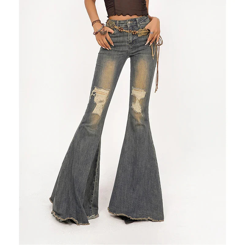 Korean Wide-legged Bell-bottoms Denim Pants
