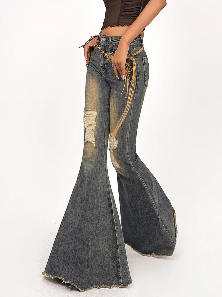 Korean Wide-legged Bell-bottoms Denim Pants