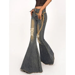Korean Wide-legged Bell-bottoms Denim Pants