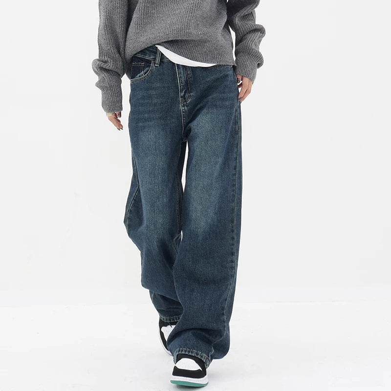 Streetwear American Style Fashion Wide Leg Denim Jeans