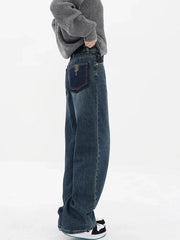 Streetwear American Style Fashion Wide Leg Denim Jeans