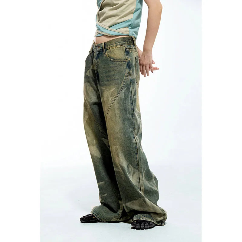 Streetwear Vintage Waisted Wide Leg Denim Pants