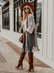 Clothes Patchwork Long Coat Female Winter Vintage Knitwear Sweaters Coat