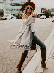 Clothes Patchwork Long Coat Female Winter Vintage Knitwear Sweaters Coat