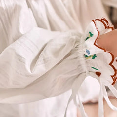 Boho Embroidery Scalloped Pajama Set