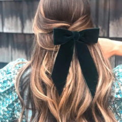 Velvet Temperament Ponytail Black Red Ribbon Christmas Hair Accessory