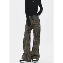 Printing High Waist Straight Streetwear Denim Pants