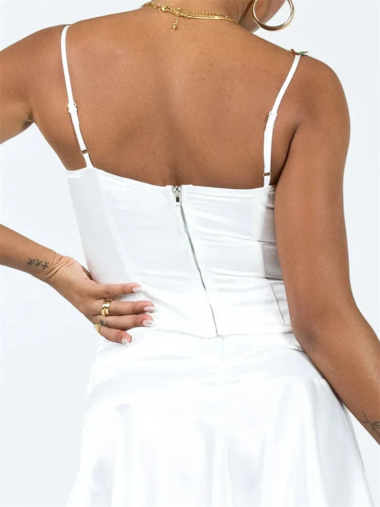 Flowers Sleeveless Strap Camis Summer Clubwear Sexy Low Cut Push Up Tank Bustiers Corsets Crop Tops