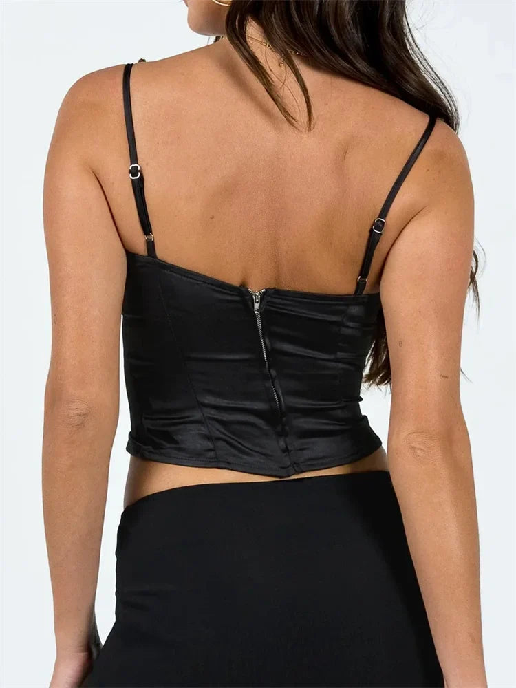 Flowers Sleeveless Strap Camis Summer Clubwear Sexy Low Cut Push Up Tank Bustiers Corsets Crop Tops