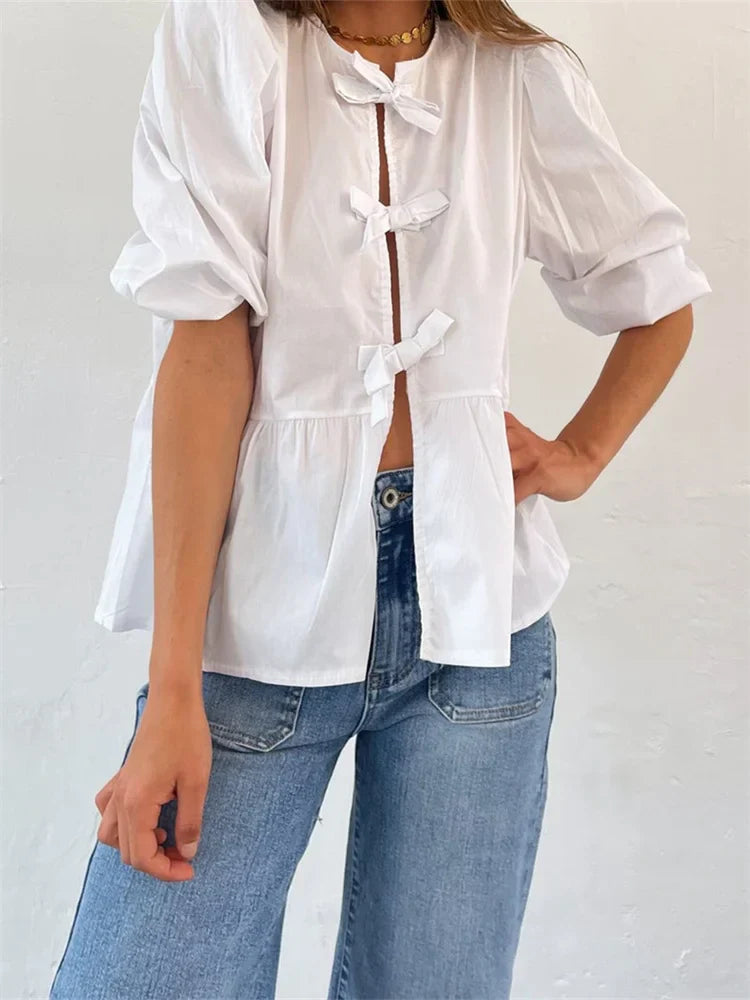 Fashion WomenCasual Short Sleeve O Neck Solid Color/Striped Streetwear Blouse
