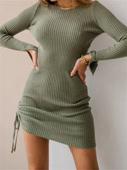 Spring Fall Party Solid Short Mini Dress
