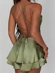 Sleeveless Strap A-Line Party Club Mini Dress