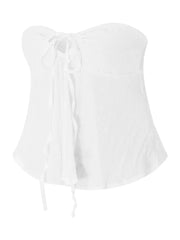 Ruched Tube for  Front Tie-up Ruffles Summer Party Clubwear Tank Mini Vest New Crop Tops