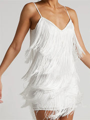 Tassels Sleeveless Spaghetti Strap Mini Dress
