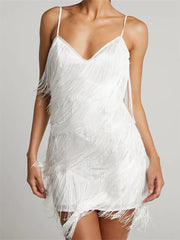 Tassels Sleeveless Spaghetti Strap Mini Dress