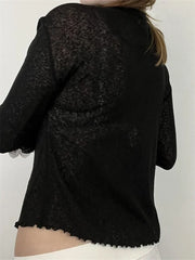 Vintage Lace Patchwork Long Flare Sleeve Top for Square Neck Ruched Slim Fit Clubwear Tee