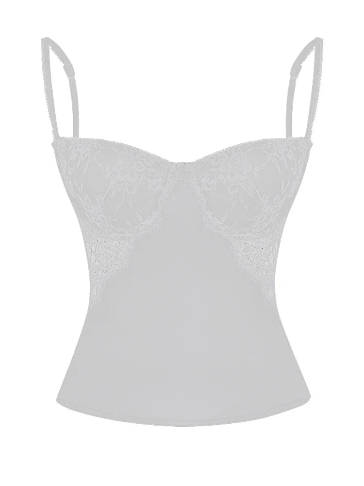 Sleeveless Strap V-neck Low Cut Camis for Black Slim Fit Lace Patchwork See Through Tank Mini Vest Crop Tops