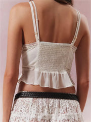 Adjustable Strap See Through V Neck Tank for Summer Mini Vest Crop Tops